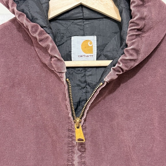 Carhartt Jacket Youth Large Y06BRG USA Canvas Hooded Quilted RARE - Picture 4 of 11